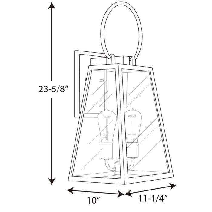 Two Light Wall Lantern from the Barnett collection in Antique Bronze finish