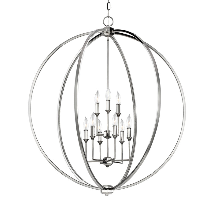 Nine Light Chandelier from the Corinne collection in Polished Nickel finish