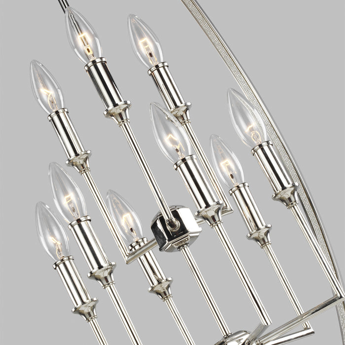 Nine Light Chandelier from the Corinne collection in Polished Nickel finish
