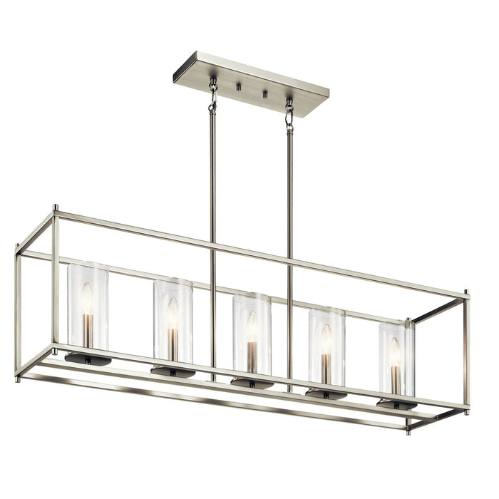 Five Light Linear Chandelier from the Crosby collection