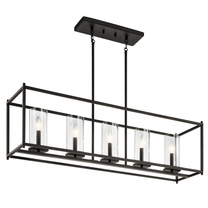 Five Light Linear Chandelier from the Crosby collection