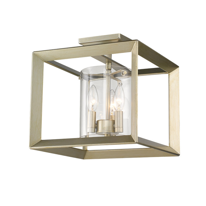 Three Light Semi-Flush Mount from the Smyth collection in White Gold finish