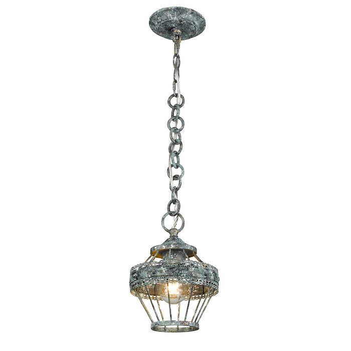 One Light Mini Pendant from the Ferris collection in Blue Verde Patina finish