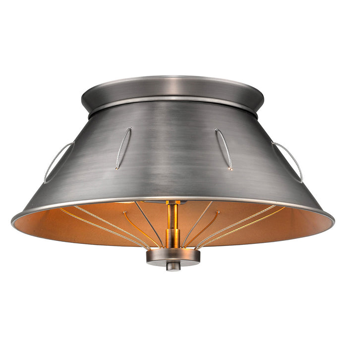 Two Light Flush Mount from the Whitaker collection in Aged Steel finish