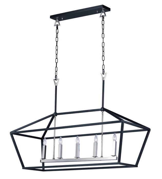Five Light Chandelier from the Abode collection in Textured Black / Polished Nickel finish