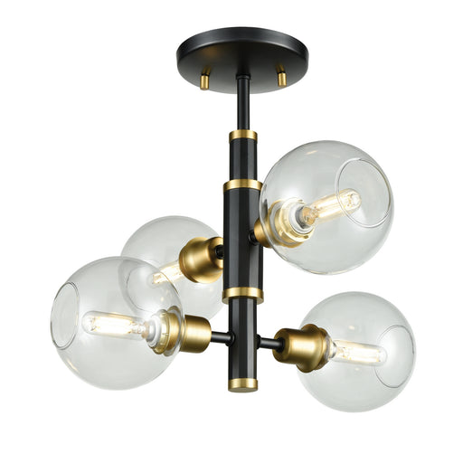 DVI Lighting - DVP20811VBR+GR-CL - Four Light Semi-Flush Mount - Ocean Drive - Venetian Brass/Graphite w/ Clear Glass