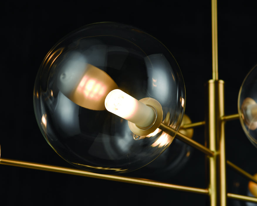 Six Light Linear Pendant from the Courcelette collection in Venetian Brass w/ Clear Glass finish