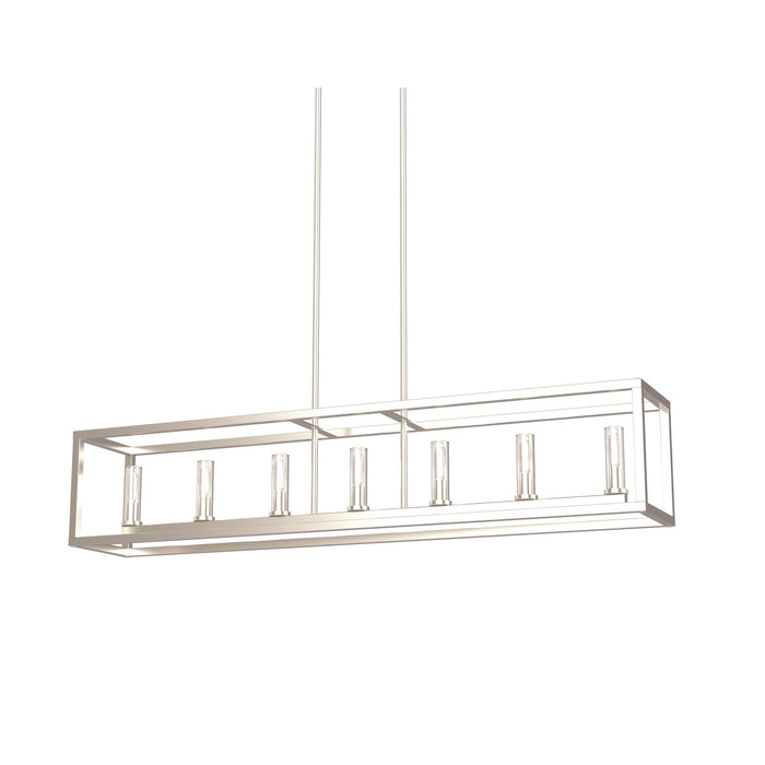 Seven Light Linear Pendant from the Sambre collection in Multiple Finishes/Buffed Nickel w/ Clear Glass finish