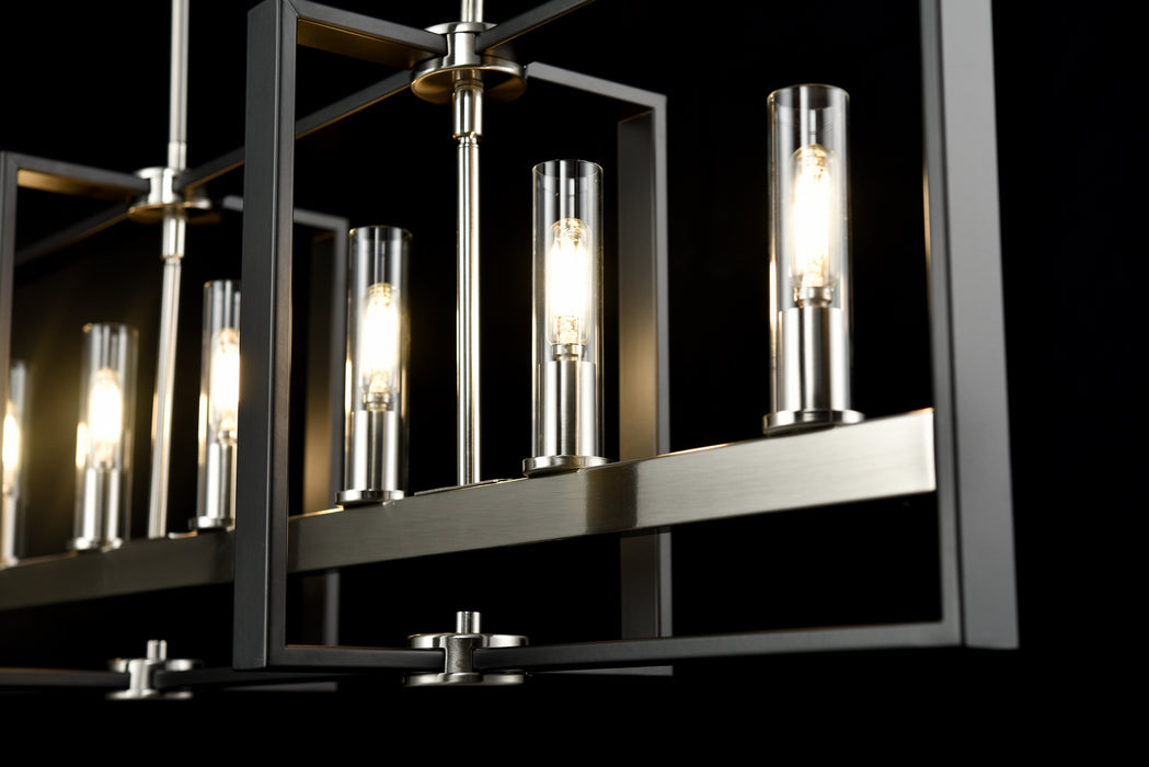 Six Light Linear Pendant from the Blairmore collection in Satin Nickel/Graphite w/ Clear Glass finish