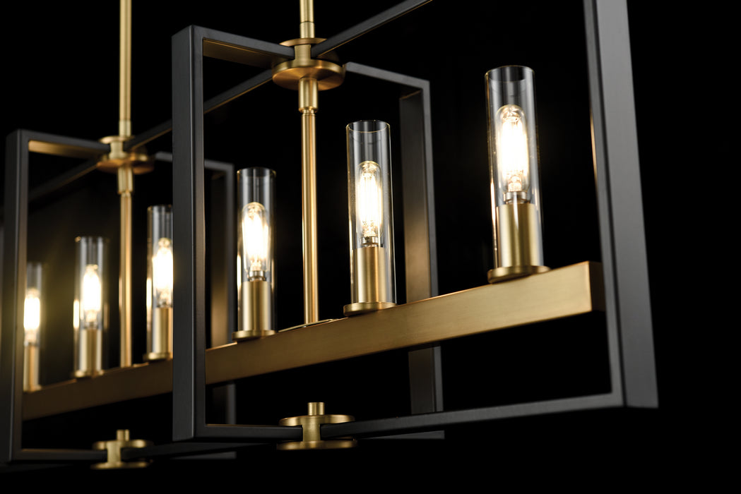 Six Light Linear Pendant from the Blairmore collection in Venetian Brass/Graphite w/ Clear Glass finish