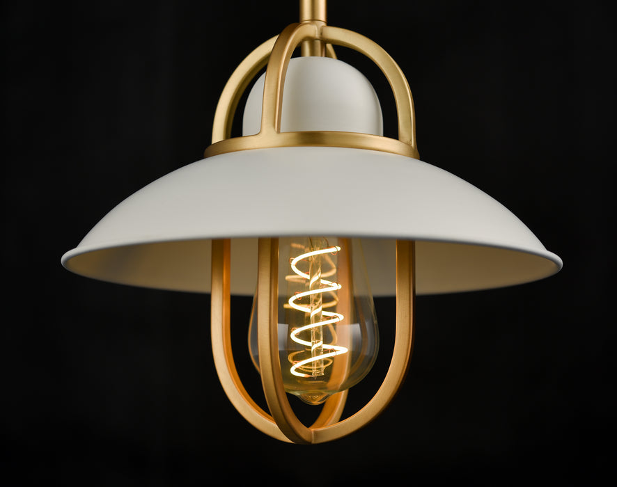 One Light Mini-Pendant from the Peggy`s Cove collection in Matte White/Venetian Brass finish