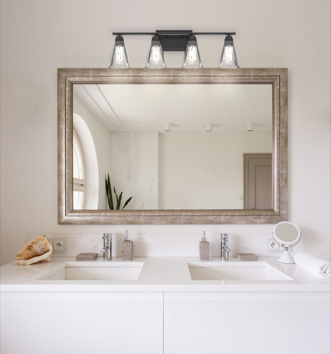 Four Light Vanity from the Louisbourg collection in Ebony w/ Clear Glass finish