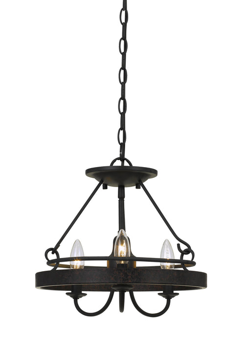 Three Light Pendant from the Helena collection in Texture Gray With Moroccan Bronze finish