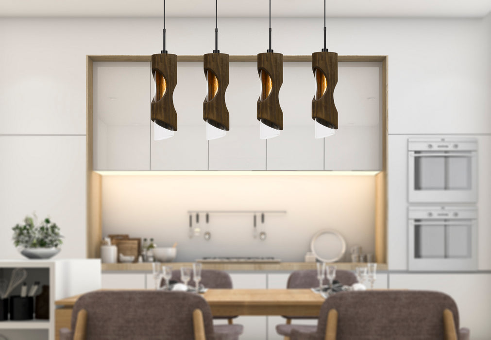 Four Light Island Pendant from the Zamora collection in Smoky Wood finish