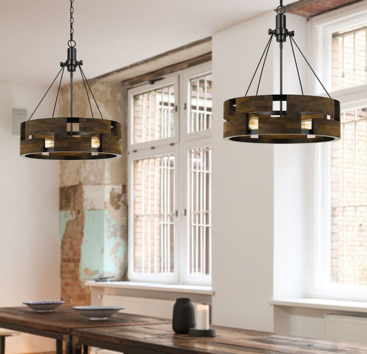 Three Light Chandelier from the Bradford collection in Smoky Wood finish