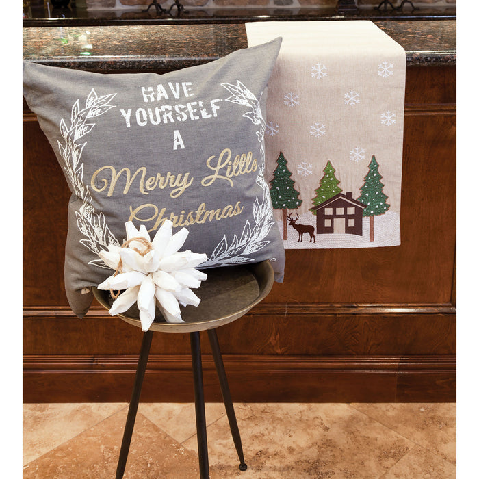 Pillow from the Merry Lil Christmas collection in Chateau Grey, Gold, White, Gold, White finish
