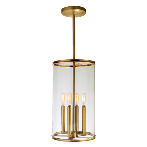 JVI Designs - 1244-10 - Four Light Pendant - Gramercy - Satin Brass