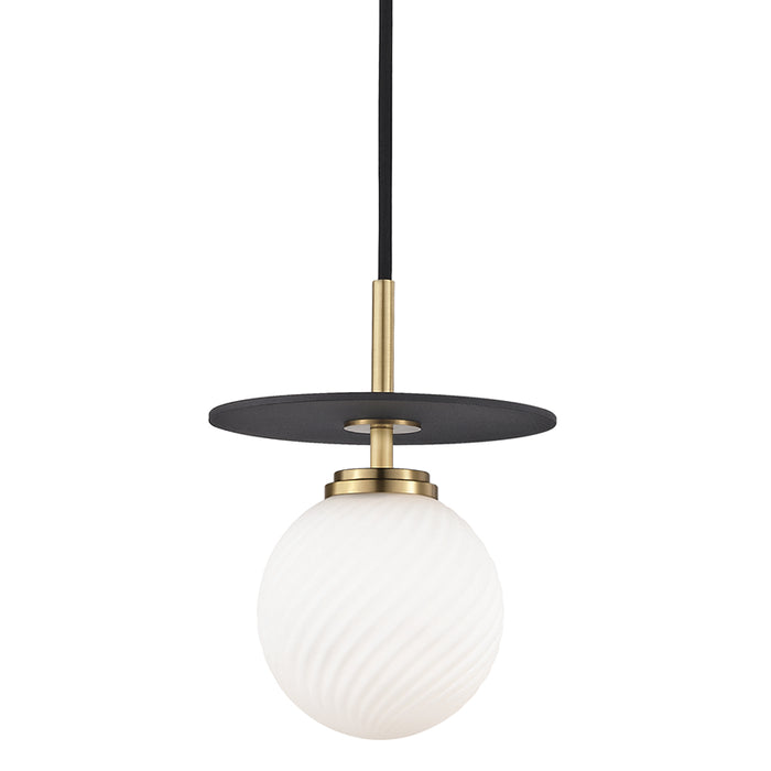 Mitzi - H200701S-AGB/BK - One Light Pendant - Ellis - Aged Brass/Black