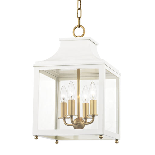 Mitzi - H259704S-AGB/WH - Four Light Pendant - Leigh - Aged Brass/White