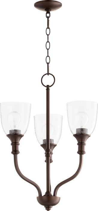 Quorum - 6811-3-186 - Three Light Chandelier - Richmond - Oiled Bronze w/ Clear/Seeded