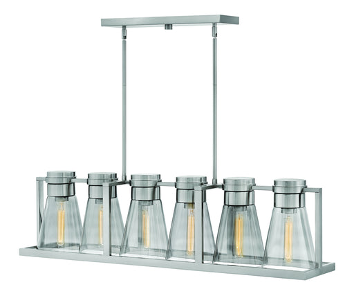 Hinkley - 63306BN-SM - Six Light Linear Chandelier - Refinery - Brushed Nickel with Smoked glass