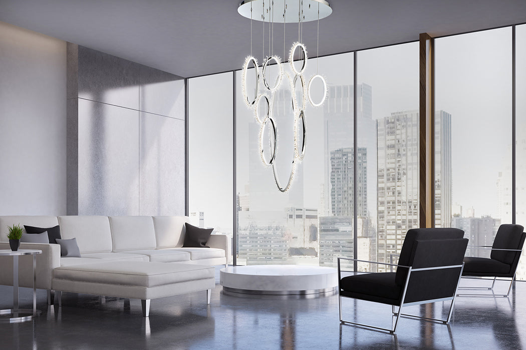 LED Chandelier from the Scoppia collection in Chrome finish