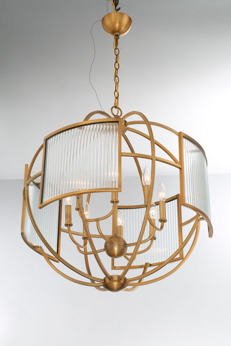 Eight Light Chandelier from the Manilow collection in Brass finish