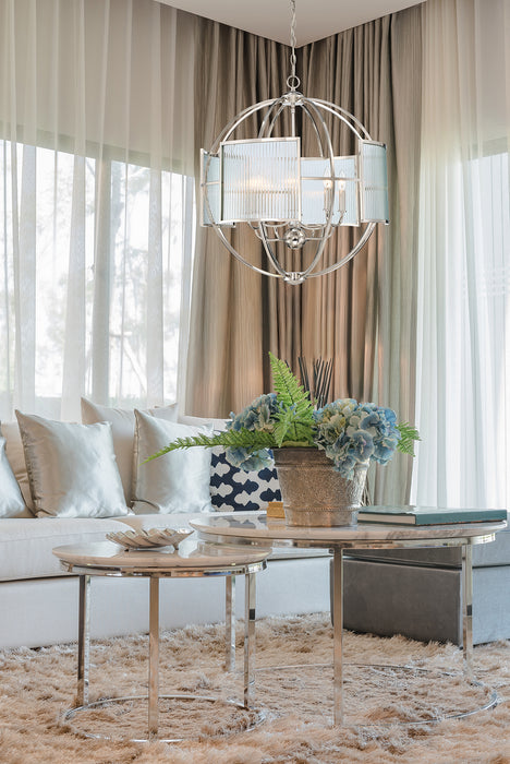 Six Light Chandelier from the Manilow collection in Polished Nickel finish