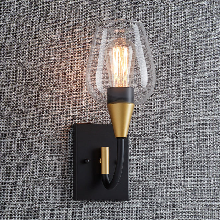 One Light Wall Sconce from the None collection in Matte Black/Brushed Pewter finish