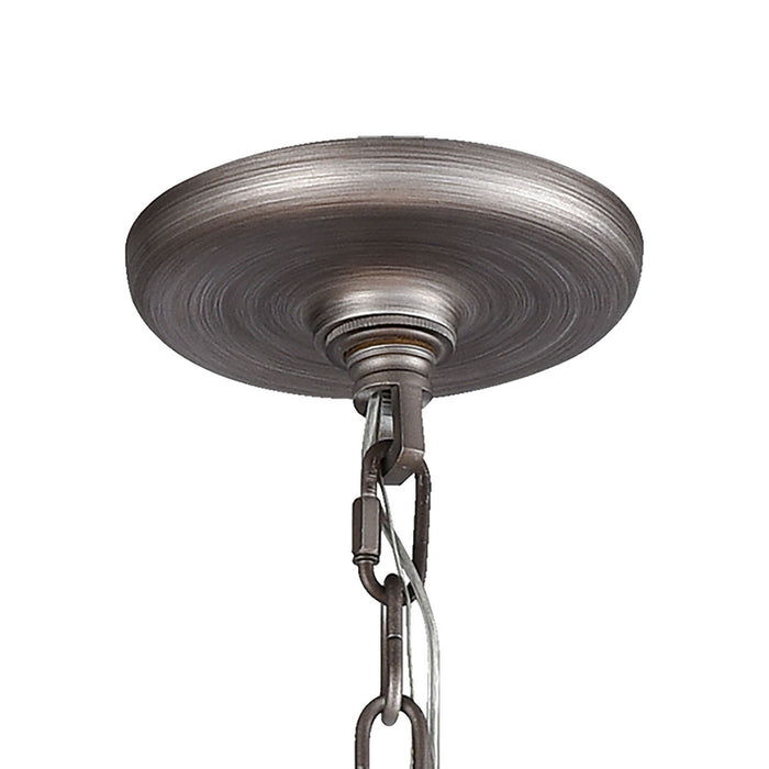 Six Light Chandelier from the Bradington collection in Weathered Zinc finish