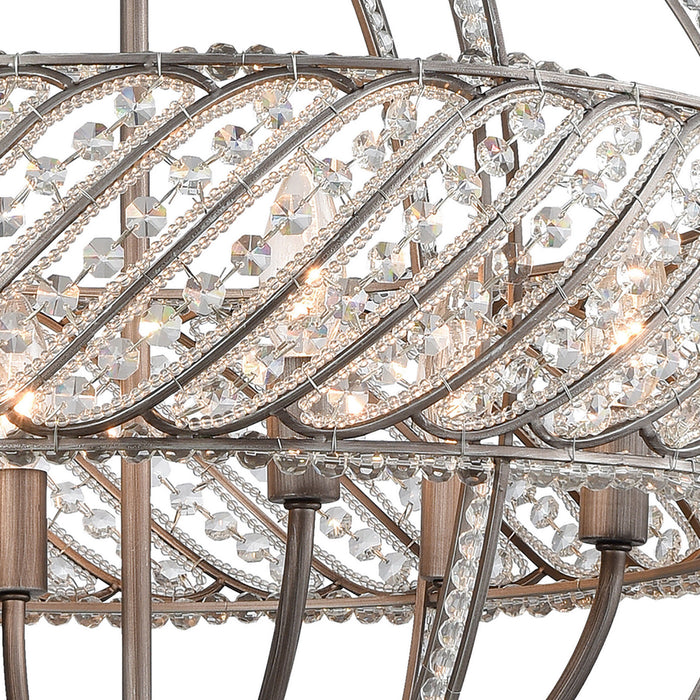 Six Light Chandelier from the Bradington collection in Weathered Zinc finish