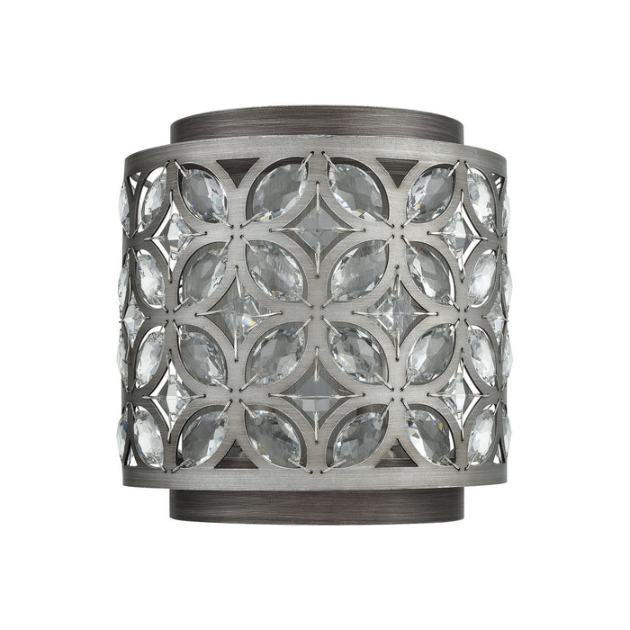Two Light Wall Sconce from the Rosslyn collection in Weathered Zinc, Matte Silver, Matte Silver finish