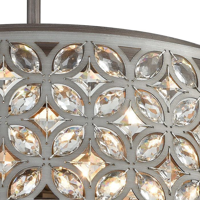 Six Light Chandelier from the Rosslyn collection in Weathered Zinc, Matte Silver, Matte Silver finish