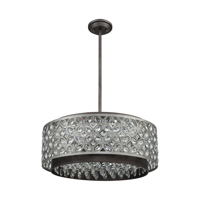 Six Light Chandelier from the Rosslyn collection in Weathered Zinc, Matte Silver, Matte Silver finish