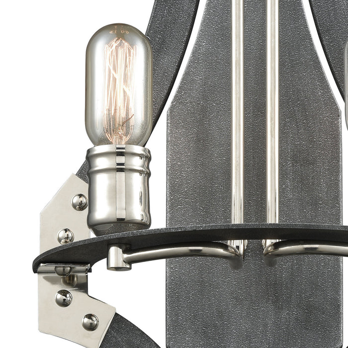 Two Light Wall Sconce from the Riveted Plate collection in Polished Nickel finish