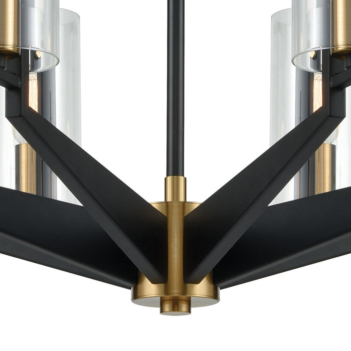 Eight Light Chandelier from the Blakeslee collection in Matte Black, Satin Brass, Satin Brass finish