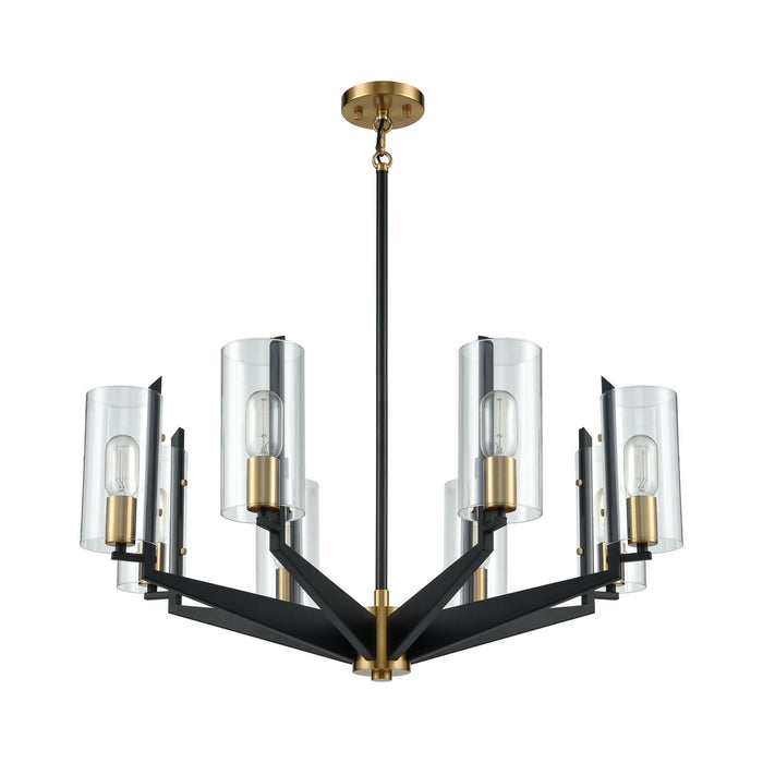 Eight Light Chandelier from the Blakeslee collection in Matte Black, Satin Brass, Satin Brass finish