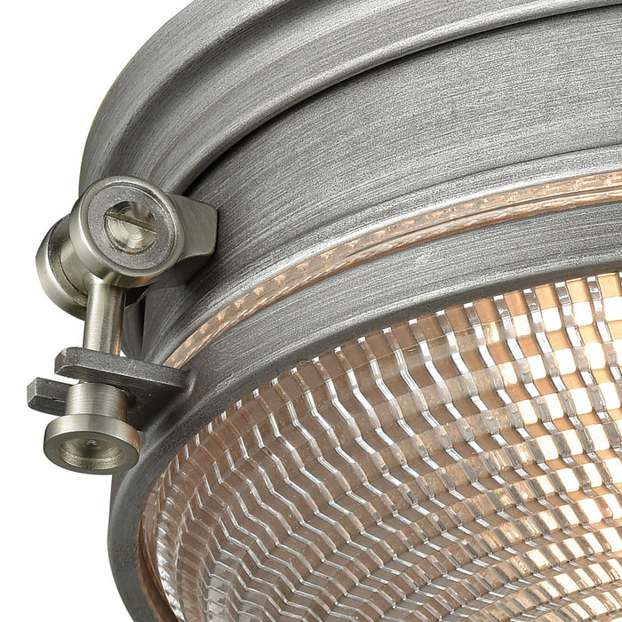 Two Light Flush Mount from the Sylvester collection in Weathered Zinc, Satin Nickel finish