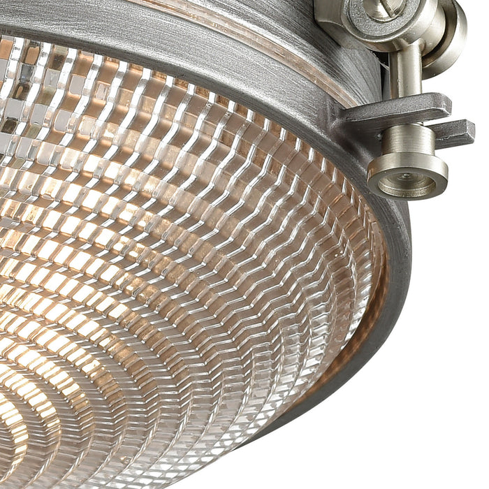 Two Light Flush Mount from the Sylvester collection in Weathered Zinc, Satin Nickel finish