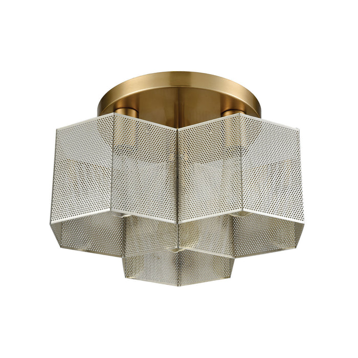 Three Light Semi Flush Mount from the Compartir collection in Polished Nickel finish