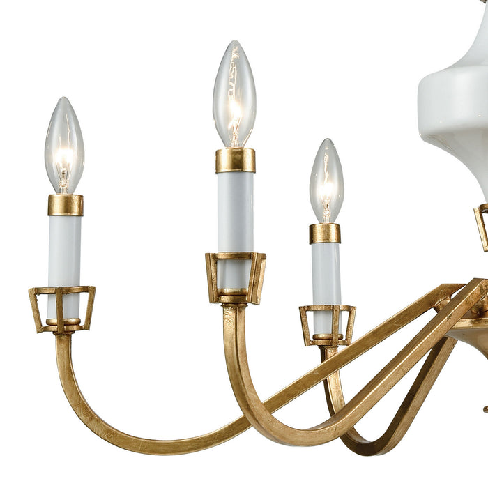 Six Light Chandelier from the Ceramique collection in Antique Gold Leaf finish