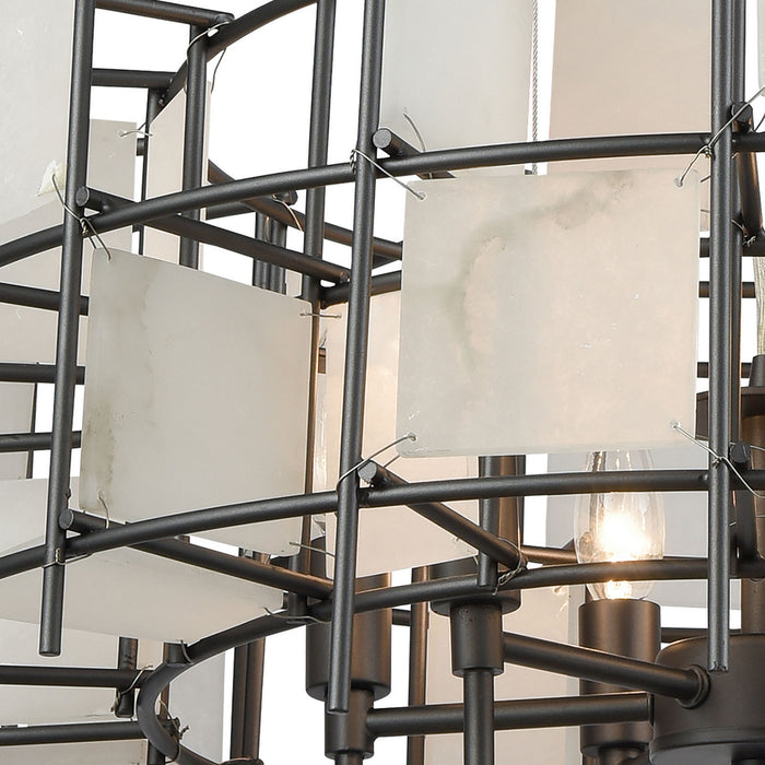 Six Light Chandelier from the Spanish Alabaster collection in Dark Graphite finish
