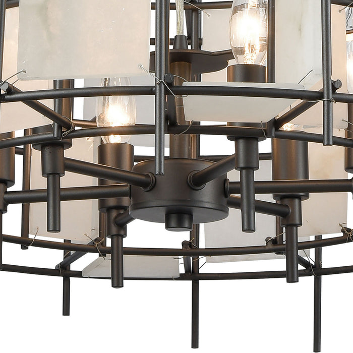 Six Light Chandelier from the Spanish Alabaster collection in Dark Graphite finish