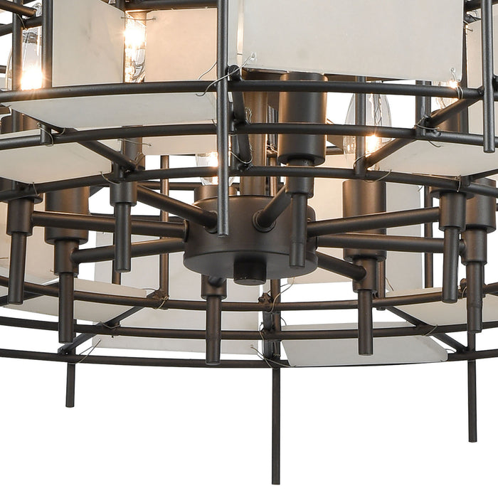 Eight Light Chandelier from the Spanish Alabaster collection in Dark Graphite finish