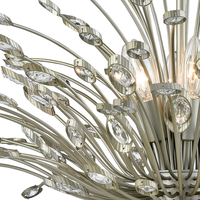 Six Light Chandelier from the Mullica collection in Aged Silver finish