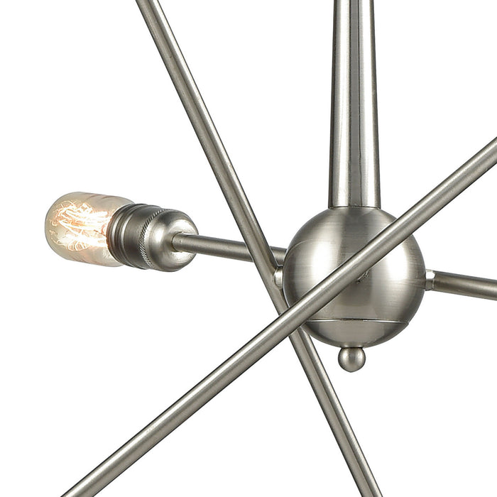 Six Light Chandelier from the Delphine collection in Satin Nickel finish