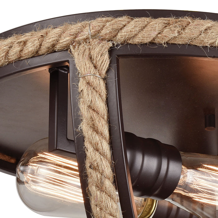 Two Light Flush Mount from the Natural Rope collection in Oil Rubbed Bronze finish