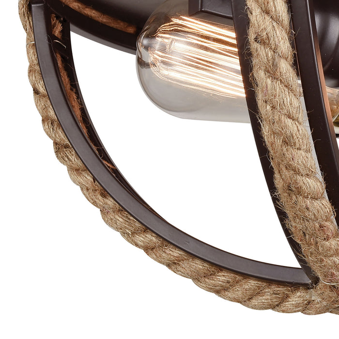 Two Light Flush Mount from the Natural Rope collection in Oil Rubbed Bronze finish
