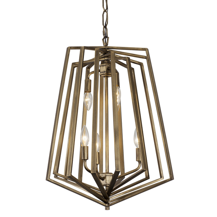 Six Light Foyer Pendant from the Gymnast collection in Havana Gold finish