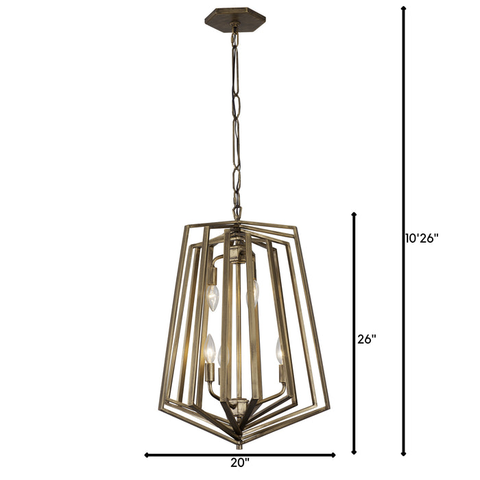 Six Light Foyer Pendant from the Gymnast collection in Havana Gold finish